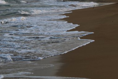 İsrail'in kuzeyinde Akdeniz'in kumlu kıyıları 