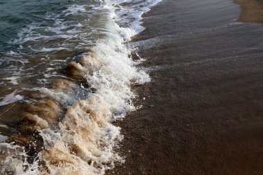 İsrail'in kuzeyinde Akdeniz'in kumlu kıyıları 