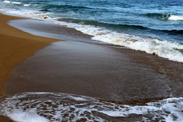 Rives Sablonneuses Méditerranée Dans Nord Israël — Photo