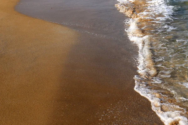 Zanderige Oevers Van Middellandse Zee Het Noorden Van Israël — Stockfoto