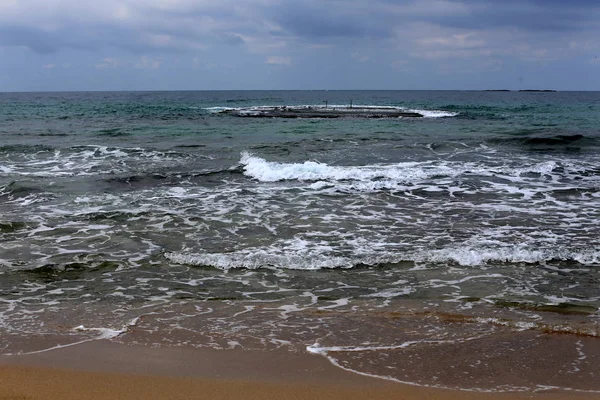 Piaszczystych Wybrzeży Morza Śródziemnego Północy Izraela — Zdjęcie stockowe
