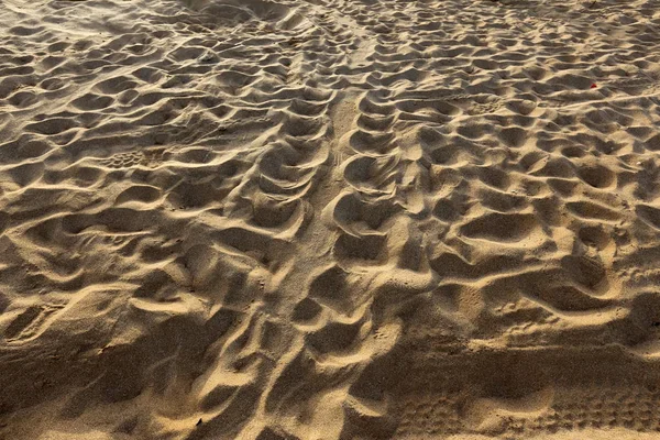 Pegadas Areia Nas Margens Mediterrâneo Norte Estado Israel — Fotografia de Stock