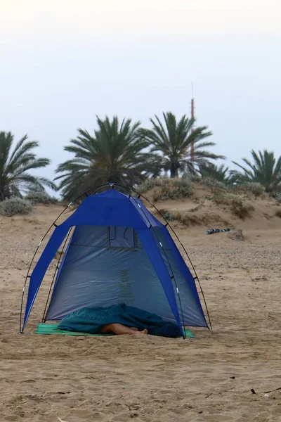 Carpa Turística Costa Mediterránea Norte Israel — Foto de Stock