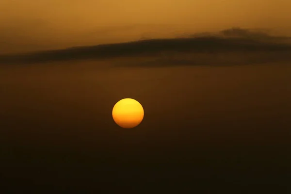 Sol Põe Sobre Horizonte Nas Margens Mar Mediterrâneo Norte Estado — Fotografia de Stock