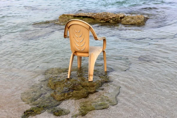 Lounge Chair Shores Mediterranean North Israel — Stock Photo, Image