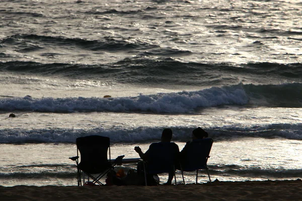 Lounge Chair Aan Oevers Van Middellandse Zee Het Noorden Van — Stockfoto