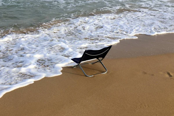 Lounge Chair Shores Mediterranean North Israel — Stock Photo, Image