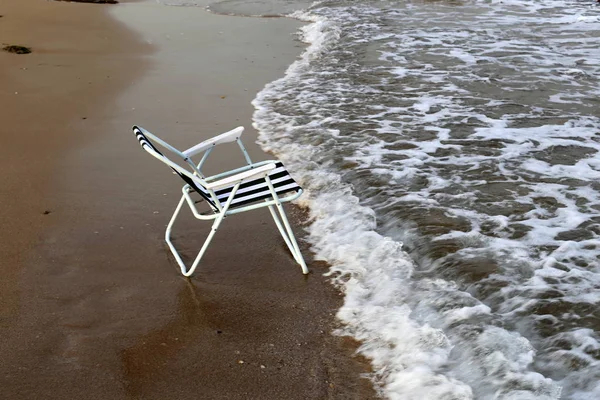 Chaise Longue Sur Les Rives Méditerranée Dans Nord Israël — Photo