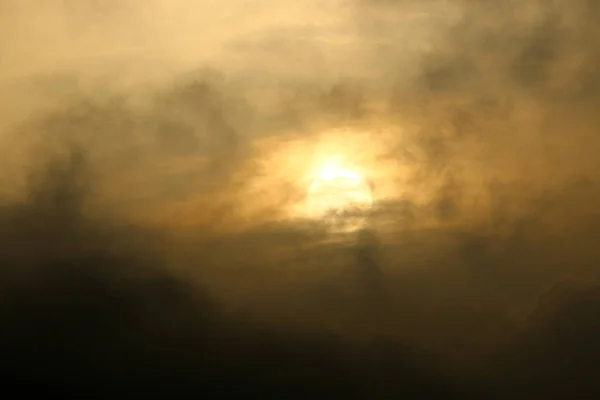 Časné Ráno Východ Slunce Zatažené Obloze Severu Státu Izrael — Stock fotografie