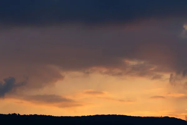 Madrugada Nascer Sol Céu Nublado Norte Estado Israel — Fotografia de Stock