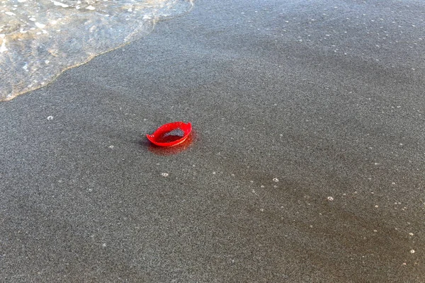 Empreintes Pas Dans Sable Sur Les Rives Méditerranée Nord Etat — Photo