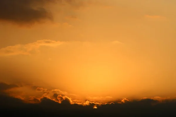 Early Morning Sunrise Cloudy Sky Shores Mediterranean Sea Israel — Stock Photo, Image