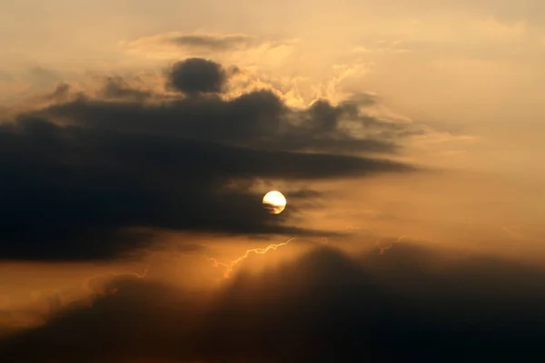 Early Morning Sunrise Cloudy Sky Shores Mediterranean Sea Israel — Stock Photo, Image
