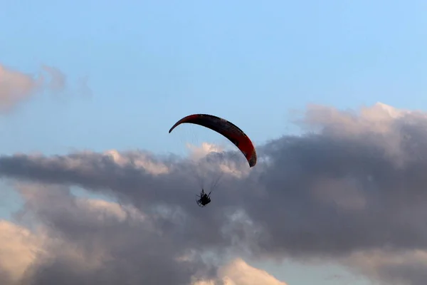 Vlucht Middellandse Zee Bij Zonsondergang Van Dag Noord Israël — Stockfoto