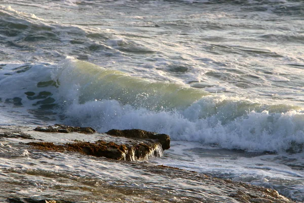 Öde Stranden Medelhavet Norr Israel — Stockfoto