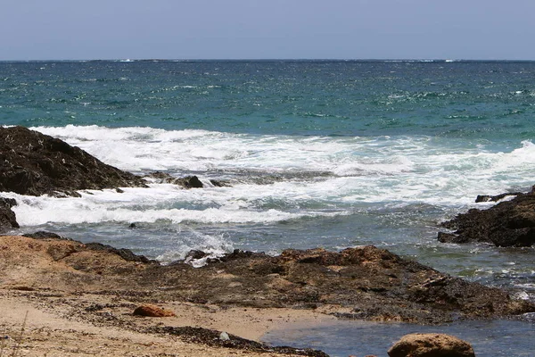 Costa Desierta Del Mediterráneo Norte Israel — Foto de Stock