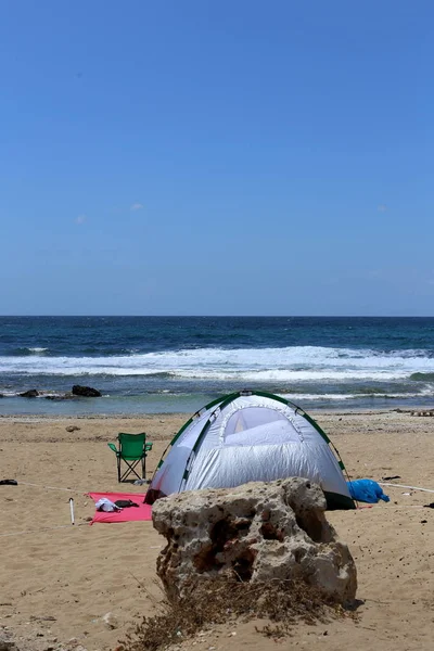 Rive Déserte Méditerranée Dans Nord Israël — Photo