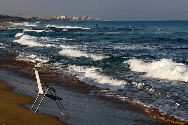 Chair Rest Costs Coast Mediterranean Sea North State Israel — Stock Photo, Image