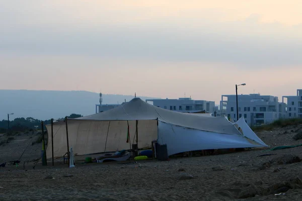 Tente Pour Reposer Sur Les Rives Mer Méditerranée Nord État — Photo