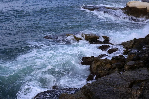 Pierres Trouvent Dans Parc Sur Les Rives Mer Méditerranée Dans — Photo