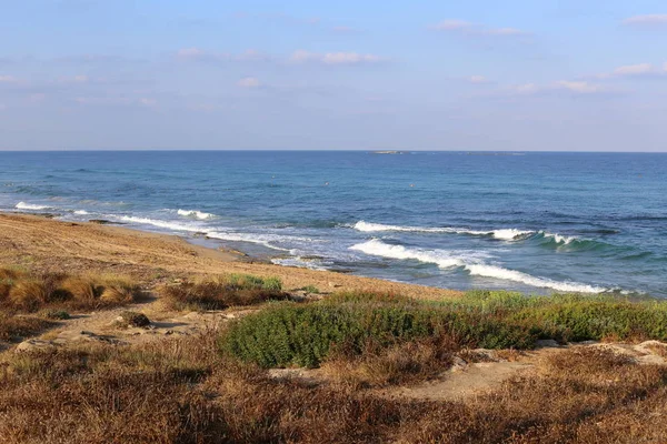 Costa Deserta Mar Mediterrâneo Norte Estado Israel — Fotografia de Stock
