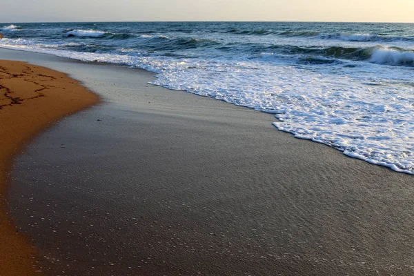 Costa Deserta Mar Mediterrâneo Norte Estado Israel — Fotografia de Stock