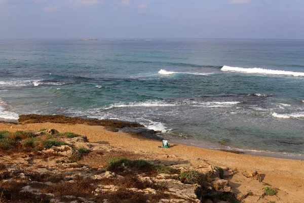 Costa Deserta Mar Mediterrâneo Norte Estado Israel — Fotografia de Stock