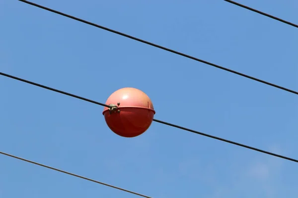 Stromkabel Einem Mast Entlang Dessen Strom Norden Israels Fließt — Stockfoto