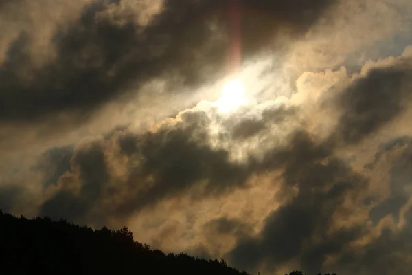 Donderwolken Wolken Zweven Lucht Boven Middellandse Zee Het Noorden Van — Stockfoto