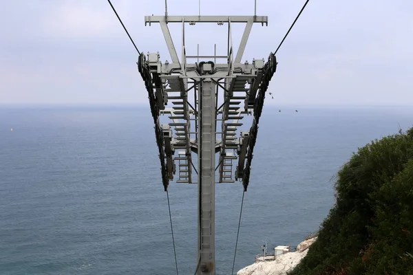 Teleférico Las Montañas Sobre Mar Mediterráneo Norte Israel — Foto de Stock