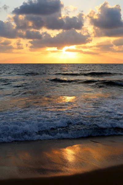 Zon Ondergaat Horizon Middellandse Zee Noord Israël Dag Eindigt Nacht — Stockfoto