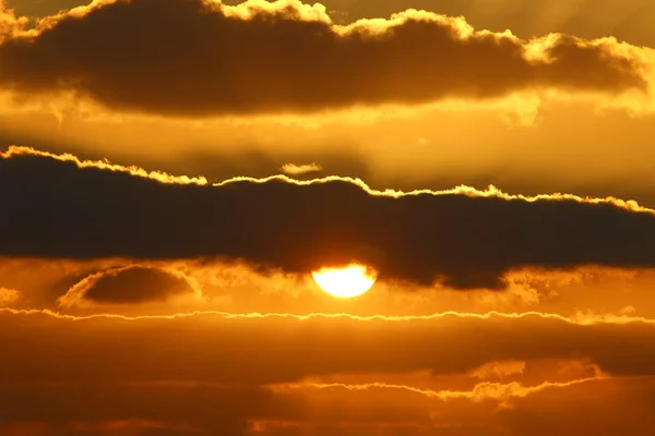 Sole Tramonta All Orizzonte Nel Mar Mediterraneo Nel Nord Israele — Foto Stock