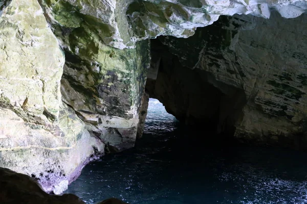 Grutas Nas Montanhas Rosh Hanikra Margens Mar Mediterrâneo Norte Israel — Fotografia de Stock