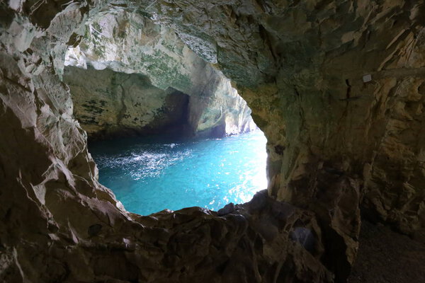 grottoes in the mountains of Rosh HaNikra on the shores of the Mediterranean Sea in the north of Israel 