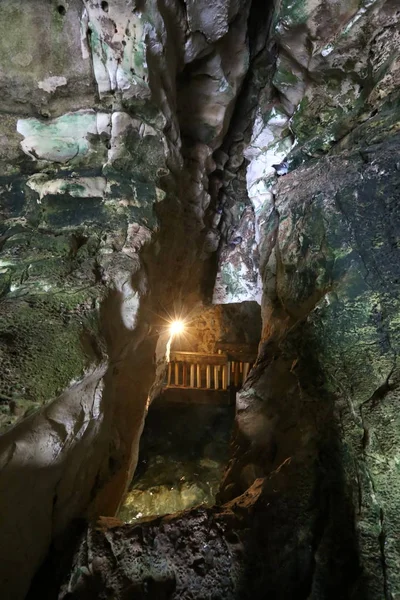 Grottes Dans Les Montagnes Rosh Hanikra Sur Les Rives Mer — Photo