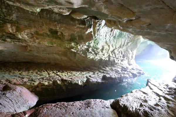 Grottes Dans Les Montagnes Rosh Hanikra Sur Les Rives Mer — Photo