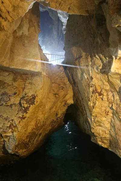 Grottes Dans Les Montagnes Rosh Hanikra Sur Les Rives Mer — Photo