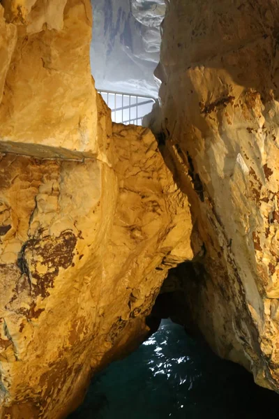 Grottes Dans Les Montagnes Rosh Hanikra Sur Les Rives Mer — Photo