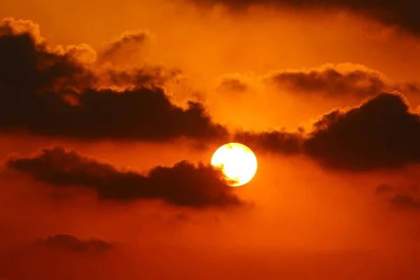 Nap Határozza Meg Horizonton Földközi Tengeren Észak Izraelben Nap Vége — Stock Fotó