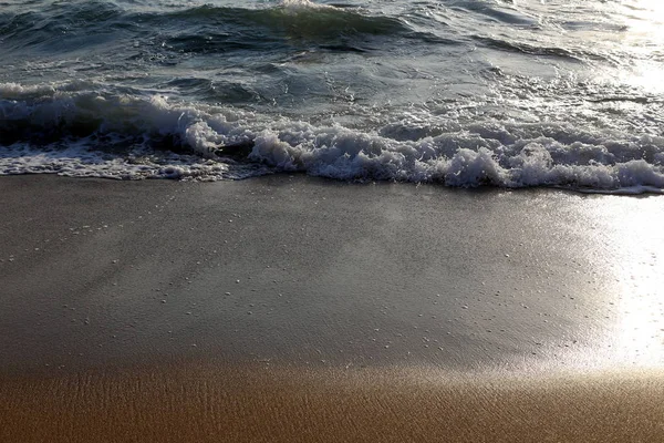 Verlaten Strand Aan Oevers Van Middellandse Zee Het Noorden Van — Stockfoto