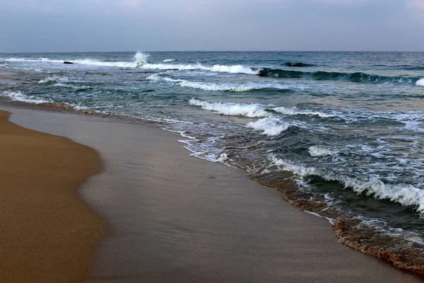 Playa Desierta Orillas Del Mar Mediterráneo Norte Israel — Foto de Stock