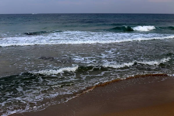 Playa Desierta Orillas Del Mar Mediterráneo Norte Israel — Foto de Stock