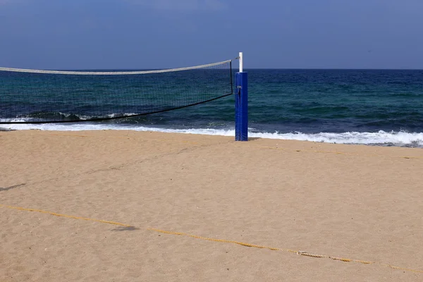 Praia Deserta Margens Mar Mediterrâneo Norte Israel — Fotografia de Stock