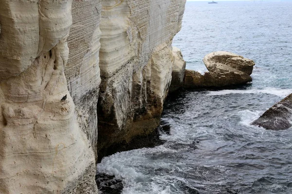 Plage Déserte Sur Les Rives Mer Méditerranée Dans Nord Israël — Photo