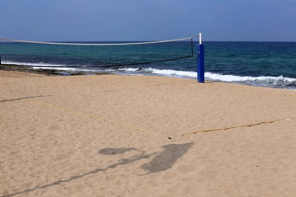 Plage Déserte Sur Les Rives Mer Méditerranée Dans Nord Israël — Photo