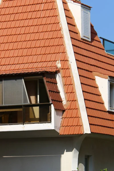 Roof Upper Structure Building Which Serves Protect Atmospheric Precipitation — Stock Photo, Image