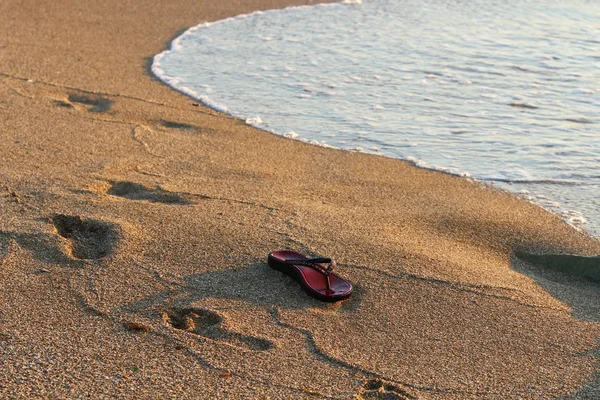 Fußabdrücke Sand Den Ufern Des Mittelmeeres Norden Israels — Stockfoto