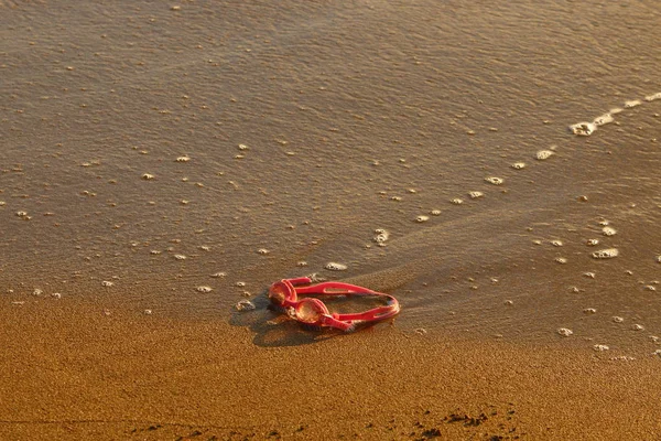 Fußabdrücke Sand Den Ufern Des Mittelmeeres Norden Israels — Stockfoto