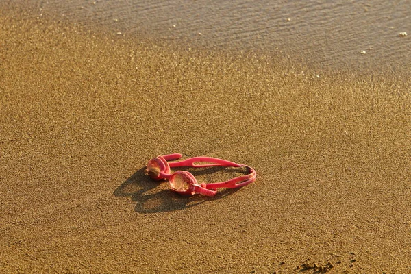 Fußabdrücke Sand Den Ufern Des Mittelmeeres Norden Israels — Stockfoto