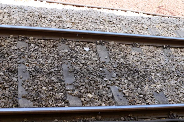 Vías Férreas Vagones Ferrocarril Una Estación Tren Norte Del Estado — Foto de Stock